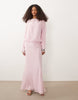 slash neck long sleeve maxi dress in soft pink