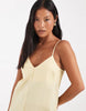 Vero Moda Petite linen look cami strap midi dress in banana yellow