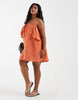 Vero Moda Curve ruffle trim cami mini dress in rust