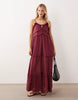 Iisla & Bird ruffled beach maxi dress in burgundy