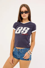 Rusty Le Sports Jersey Baby Tee Navy