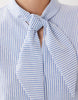 maxi shirt dress with scarf neck detail in blue pinstripe
