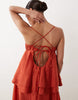 Petite double layer maxi dress in rust