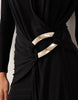 slinky drape maxi dress with trim detail in black