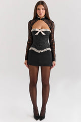 black metallic jacquard corset & bolero