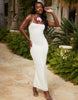 South Beach lace beach maxi dress with bow detail and back slit in cream