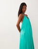 Petite trapeze scoop neck full hem maxi dress with bead detail back in aqua