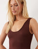sleeveless scoop neck maxi dress in chocolate