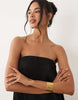 plisse bandeau trapeze midi dress in black