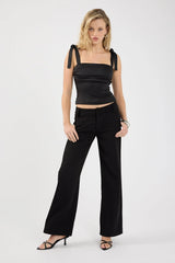 Perfect Stranger Sonnet Tie Straps Top Black