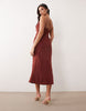 scoop neck bias cut midaxi dress in rust