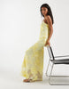 PIECES floral embroidered mesh cami maxi dress in pastel yellow