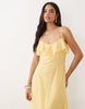 Vero Moda ruffle bust chiffon midi cami dress in golden yellow