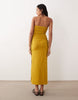 bandeau ruched side midi dress ochre