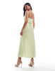 Miss Selfridge Petite strappy scoop neck maxi slip dress in green floral