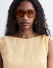 & Other Stories pure linen asymmetric midi dress in light yellow
