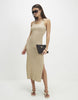 River Island rib knit midi dress in gold