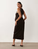 Maternity ribbed tank midi dress in chocolate