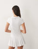 4505 active polo neck tennis dress with pleated skirt in white