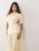 ARRANGE knit short sleeve hybrid midi dress in buttermilk