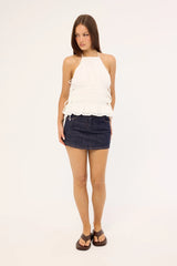 Luck & Trouble Serra Ruched Tie Top Off White