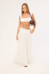 Luck & Trouble Alessia Tiered Maxi Skirt White