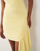 slinky halter neck mini dress with drape detail in lemon