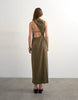 Topshop drape detail midi dress in green