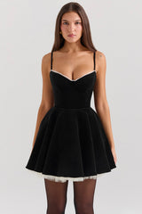 black velvet tulle mini dress