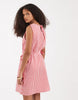 Vero Moda sleeveless bow tie side seersucker mini dress in pink and red gingham print
