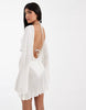beach knit boucle scoop back mini dress in cream