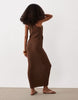 slub raffia hardware dress in chocolate