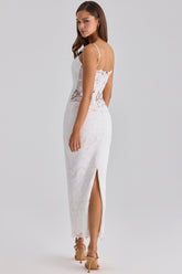 white broderie anglaise lace midi dress