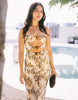 South Beach abstract print mesh maxi beach dress with cutout detail in green multi