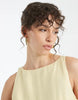 premium 100% linen slash neck midi dress with asymmetric dropped waist in lemon