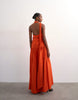 Topshop scarf neck plunge maxi dress with hardware in orange