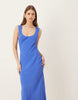 cap sleeve midi dress in cobalt blue