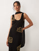 Never Fully Dressed Simona scarf neck sleeveless sequin detail maxi dress in black