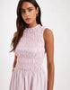 Daisy Street contrast stitch shirred mini dress in pink stripe