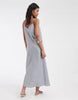 Vero Moda linen blend cami strap midi dress in navy and white stripe