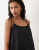 bubble hem poplin mini sundress with tie straps in black