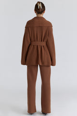 tan pure wool draped front cardigan