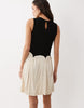 color block crinkle mini dress in black & cream