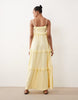 Tall lace trim tiered crinkle cami midi dress in buttermilk