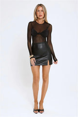 Self Love Club Long Sleeve Bodysuit Black