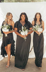 Rome Twist Gown ~ Black Luxe Satin