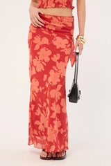Perfect Stranger Zinna Maxi Skirt Red Print