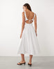 Mango starring Hailey Bieber cotton mix scoop neck drop waist maxi dress in white