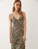 Esmée strappy maxi beach dress with ruffle detail in cream zebra