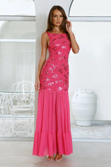 Champagne Secrets Embellished Maxi Dress Pink